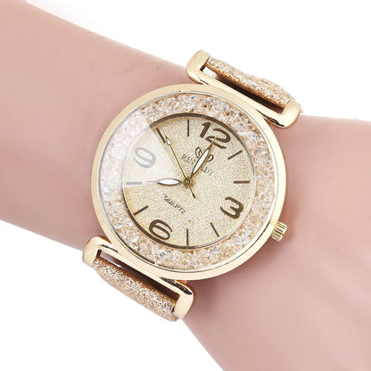 Fashion Starry Sky Glitter Belt Ball Dial Quartz Watch