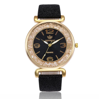 Fashion Starry Sky Glitter Belt Ball Dial Quartz Watch