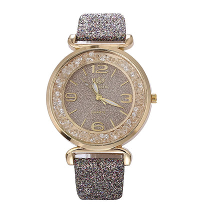 Fashion Starry Sky Glitter Belt Ball Dial Quartz Watch