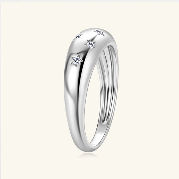 Fashion Stars Moissanite S925 Sterling Silver Finger Ring With Constellation And Geometric Patterns And Electroplating Treatment