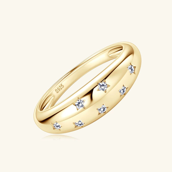 Fashion Stars Moissanite S925 Sterling Silver Finger Ring With Constellation And Geometric Patterns And Electroplating Treatment