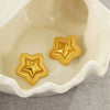 Fashion Starshaped Titanium Steel And Stainless Steel Earrings Plated With Real Gold