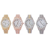 Fashion Steel Belt Watch With Starry Diamond Roman Scale Calendar Round Dial Alloy Case Stainless Steel Buckle