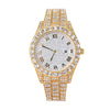 Fashion Steel Belt Watch With Starry Diamond Roman Scale Calendar Round Dial Alloy Case Stainless Steel Buckle