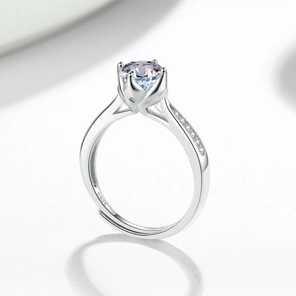 Fashion Sterling Silver Moissanite Ring For Women Geometric Adjustable Electroplated Couple Ring