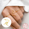 Fashion 925 Sterling Silver Snake Open Ring With Geometric Pattern Electroplated For Women And Unisex