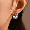 Fashion Strap Textured C Shaped Stud Earrings Stainless Steel 18K Gold Plated Electroplated Geometric Women's Earrings