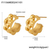 Fashion Strap Textured C Shaped Stud Earrings Stainless Steel 18K Gold Plated Electroplated Geometric Women's Earrings
