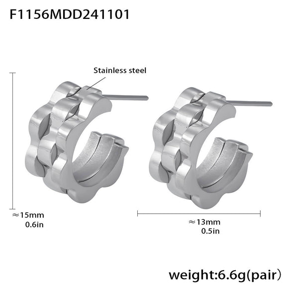Fashion Strap Textured Cshaped 316L Stainless Steel 18K Gold Plated Geometric Earrings For Women