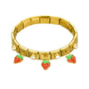 Fashion Strawberry Pendant Geometric Goldplated Stainless Steel Bracelet