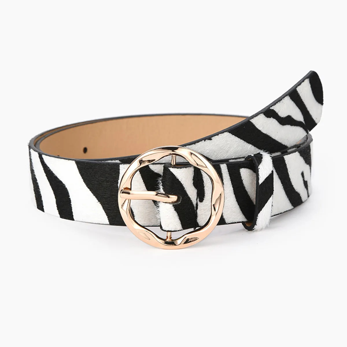 Fashion Stripe Irregular Round Buckle Belt