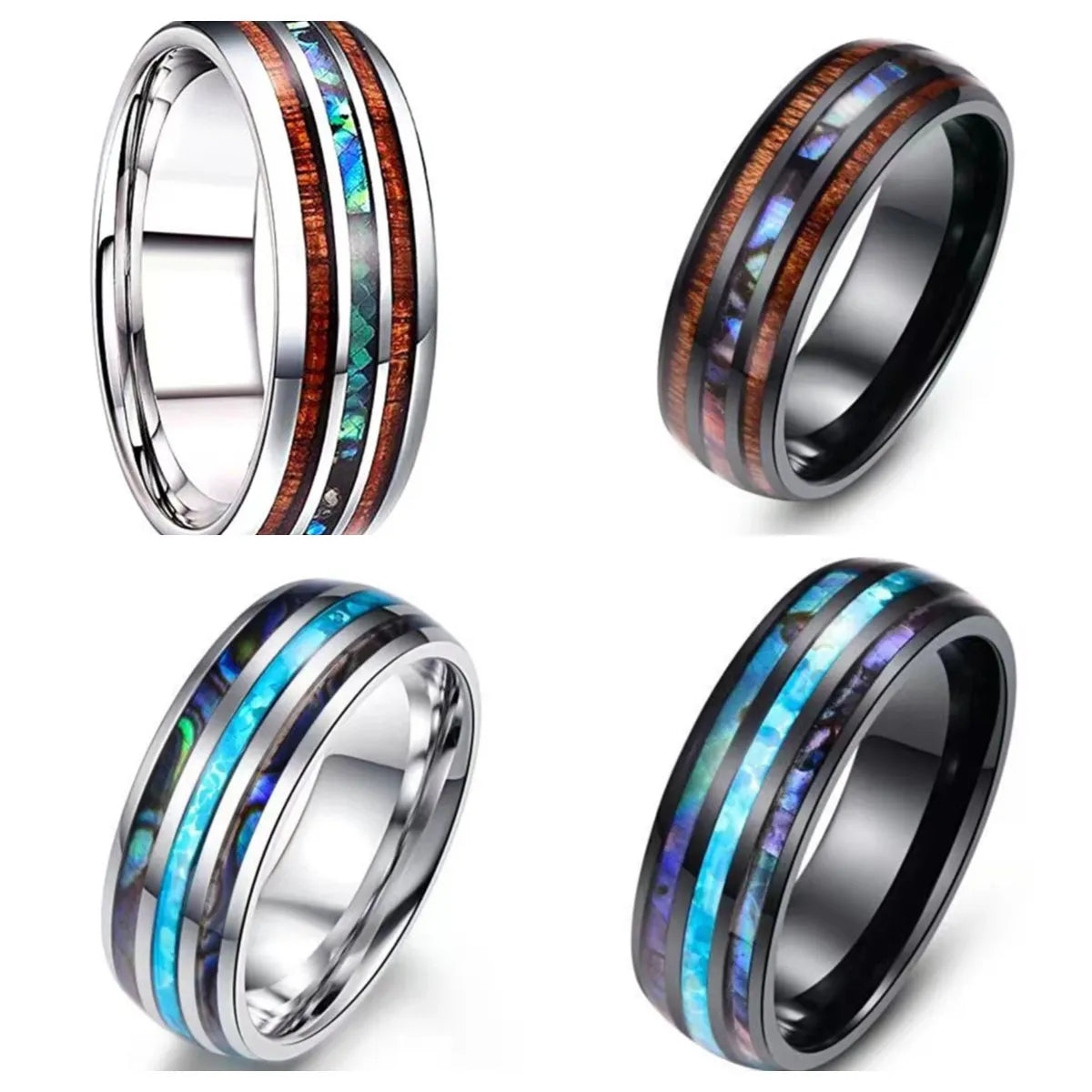 Fashion Stripe Stainless Steel Men'S Ceramic Ring