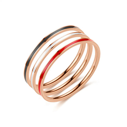 Fashion Stripe Titanium Steel Enamel Rings