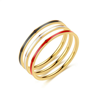 Fashion Stripe Titanium Steel Enamel Rings