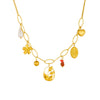 Fashion Style Gold Plated Stainless Steel Flower Oval Pendant Necklace