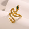 Fashion Stylish Stainless Steel 18K Gold Plated Imitation Pearl Snake Head Flower Polar Star Three Layer Open Ring For Women With Electroplating And Animal Zodiac Design