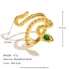 Fashion Stylish Stainless Steel 18K Gold Plated Imitation Pearl Snake Head Flower Polar Star Three Layer Open Ring For Women With Electroplating And Animal Zodiac Design