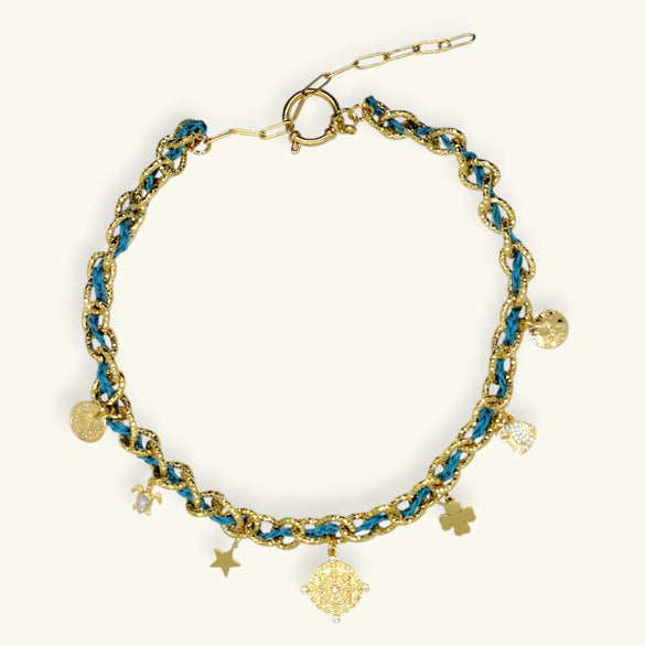 Fashion Summer Ocean Titanium Steel Necklace With Devil's Eye Star Heart Multipendant Electroplating