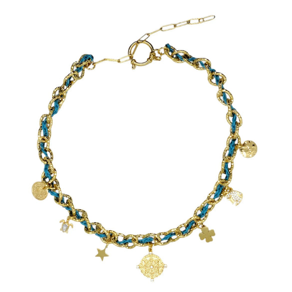 Fashion Summer Ocean Titanium Steel Necklace With Devil's Eye Star Heart Multipendant Electroplating