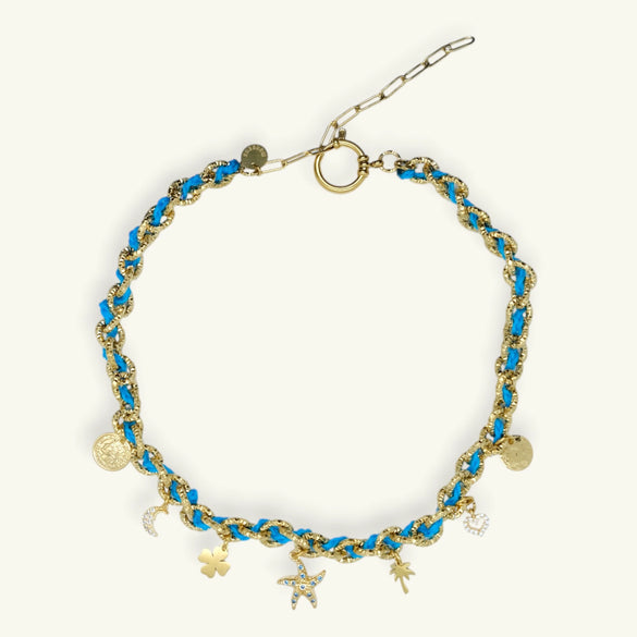 Fashion Summer Ocean Titanium Steel Necklace With Devil's Eye Star Heart Multipendant Electroplating