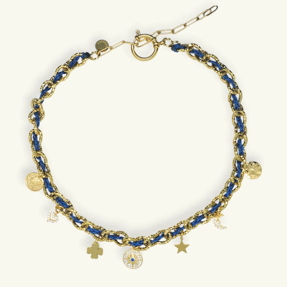 Fashion Summer Ocean Titanium Steel Necklace With Devil's Eye Star Heart Multipendant Electroplating
