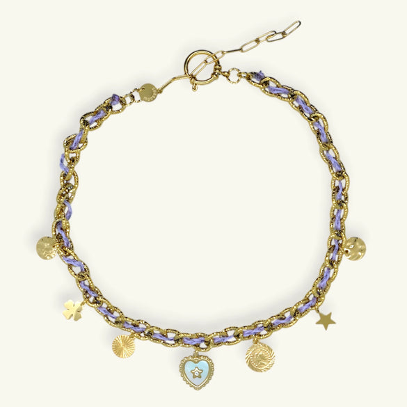 Fashion Summer Ocean Titanium Steel Necklace With Devil's Eye Star Heart Multipendant Electroplating