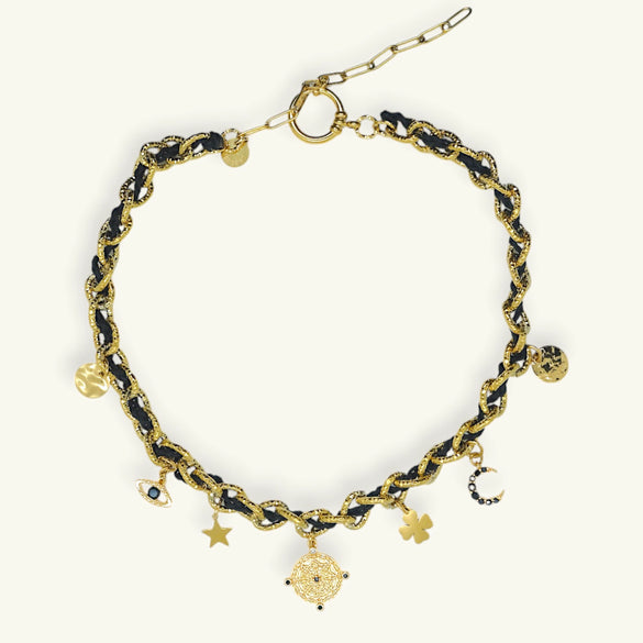 Fashion Summer Ocean Titanium Steel Necklace With Devil's Eye Star Heart Multipendant Electroplating