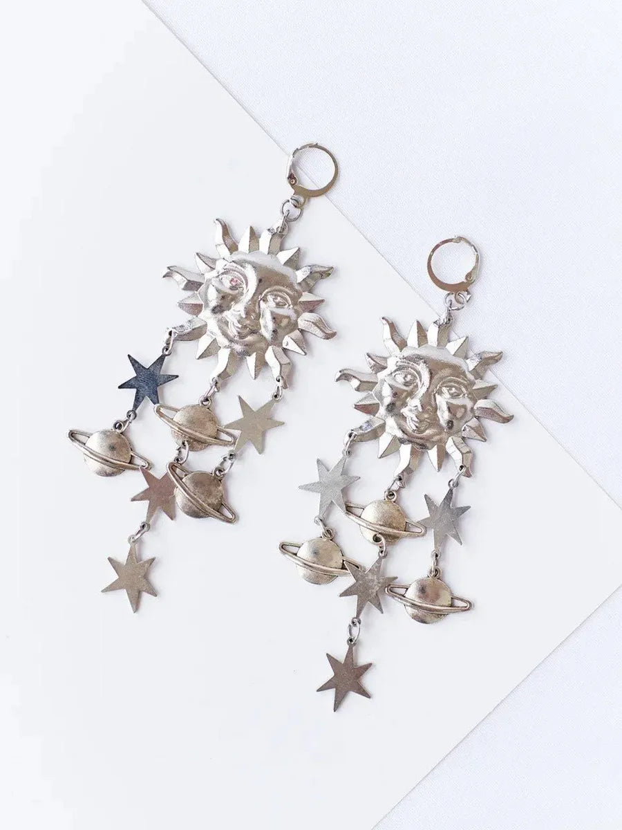 1 Pair Fashion Sun Plating Metal Drop Earrings