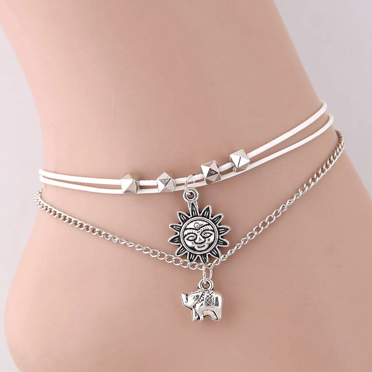 Fashion Sunflower Elephant Pendant Wild Anklet Yiwu Wholesale