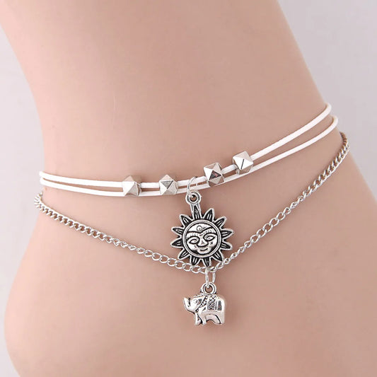 Fashion Sunflower Elephant Pendant Wild Anklet Yiwu Wholesale