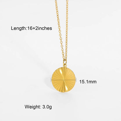 Fashion Sunshine Disc Pendant 18k Stainless Steel Necklace