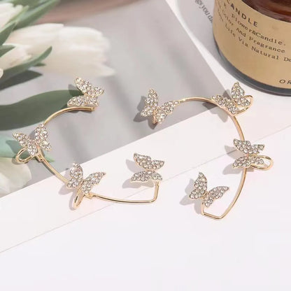 Fashion Sweet Butterfly Copper Plating Inlay Zircon Ear Clips