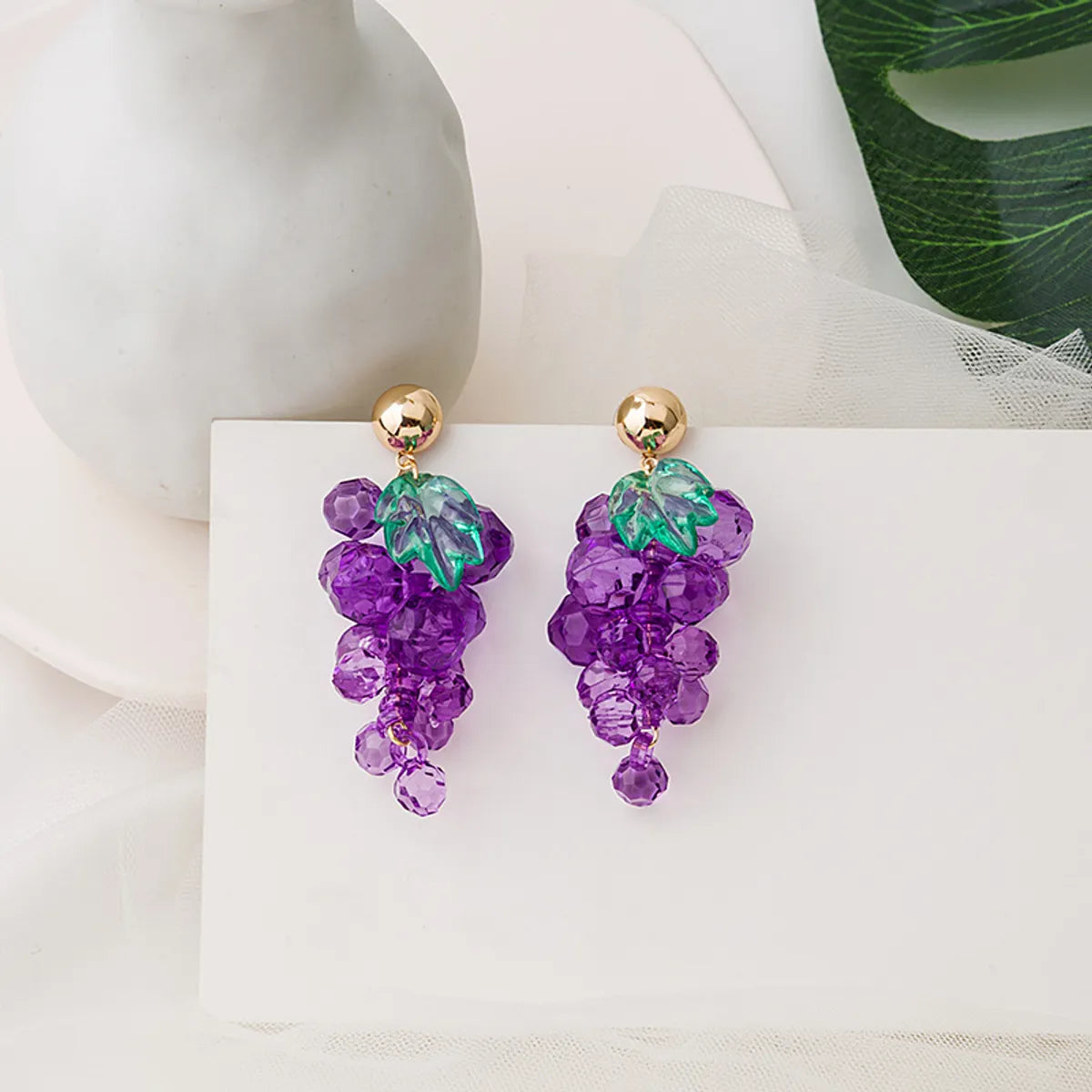 Fashion Sweet Fruit Grape Arylic Acrylic Women's Earrings