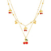 Fashion Sweet Fruit Pattern Stainless Steel Goldplated Pendant Necklace With Water Wave Chain