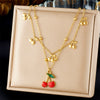 Fashion Sweet Fruit Style Stainless Steel Pendant Necklace With Electroplating And Three Dimensional Design