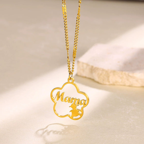 Fashion Sweet Gentle Heart Girl Necklace Stainless Steel Snake Bone Chain Electroplating Cartoon Letters Numbers Text Jewelry