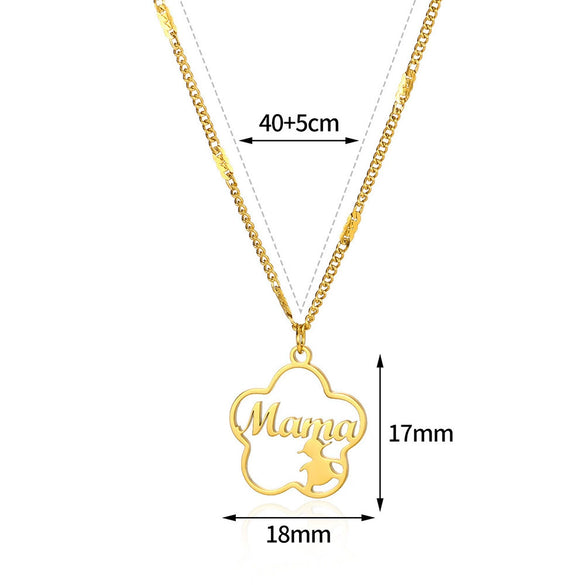 Fashion Sweet Gentle Heart Girl Necklace Stainless Steel Snake Bone Chain Electroplating Cartoon Letters Numbers Text Jewelry