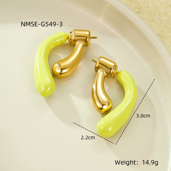 Fashion Sweet Wind Oil Drop Geometric Stainless Steel Electroplated Women's Earrings