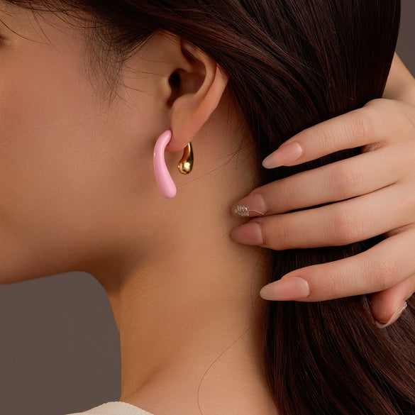 Fashion Sweet Wind Oil Drop Geometric Stainless Steel Electroplated Women's Earrings