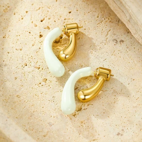 Fashion Sweet Wind Oil Drop Geometric Stainless Steel Electroplated Women's Earrings