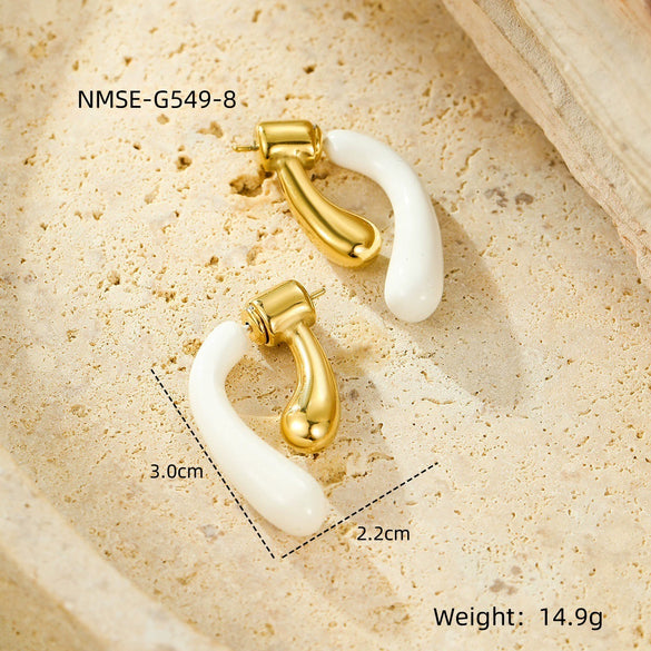 Fashion Sweet Wind Oil Drop Geometric Stainless Steel Electroplated Women's Earrings