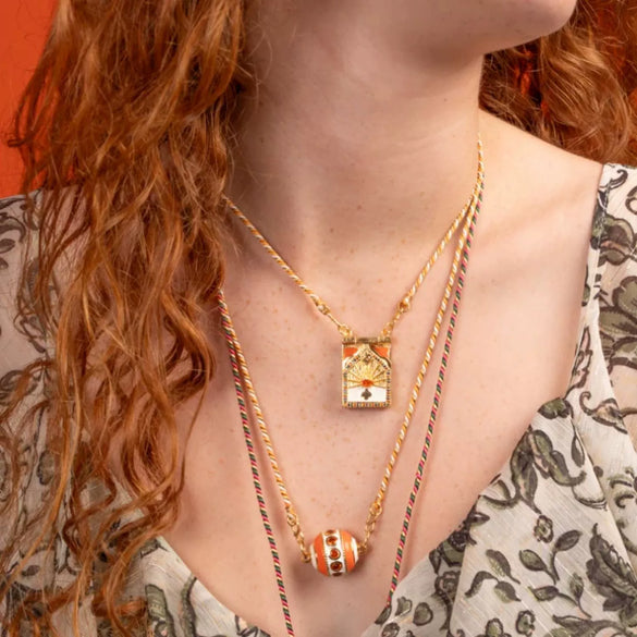 Fashion Tarot Necklace Copper Gold Plated Geometric Pendant Unisex Minimalist Style