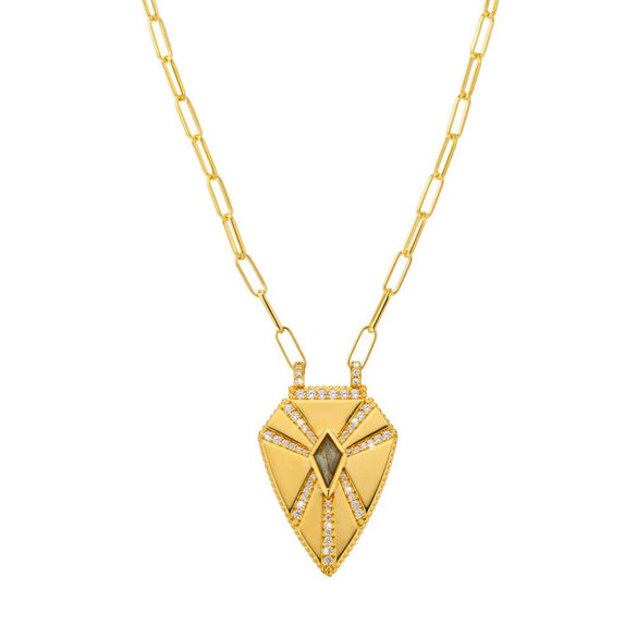 Fashion Tarot Necklace Copper Gold Plated Geometric Pendant Unisex