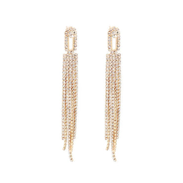 Fashion Tassel Alloy Metal Inlay Rhinestone Drop Earrings