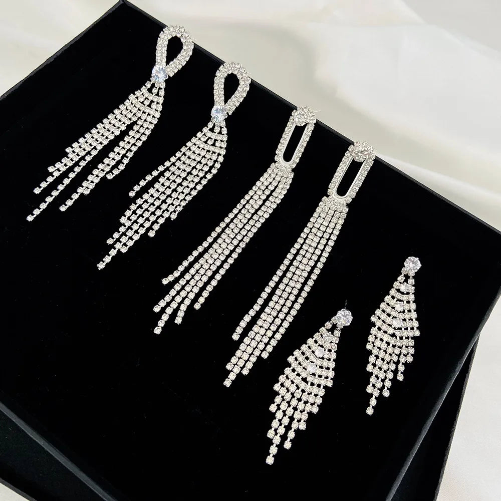 Fashion Tassel Alloy Rhinestone Women'S Dangling Earrings 1 Pair