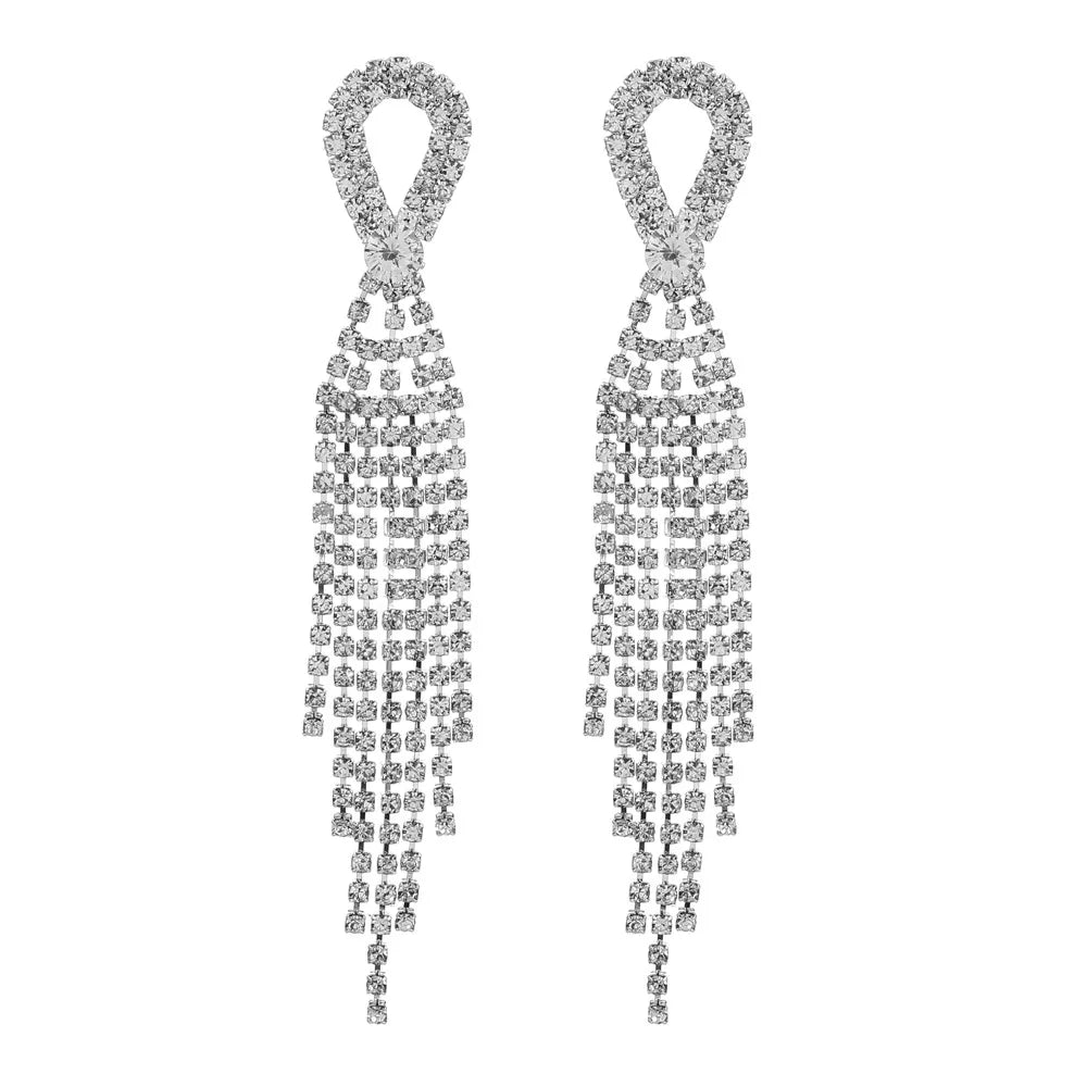 Fashion Tassel Alloy Rhinestone Women'S Dangling Earrings 1 Pair