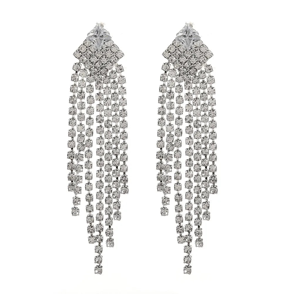 Fashion Tassel Alloy Rhinestone Women'S Dangling Earrings 1 Pair