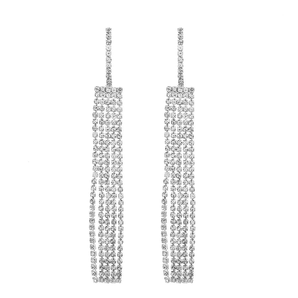 Fashion Tassel Alloy Rhinestone Women'S Dangling Earrings 1 Pair