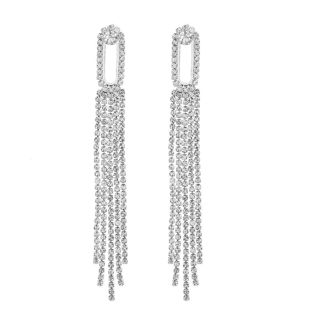 Fashion Tassel Alloy Rhinestone Women'S Dangling Earrings 1 Pair