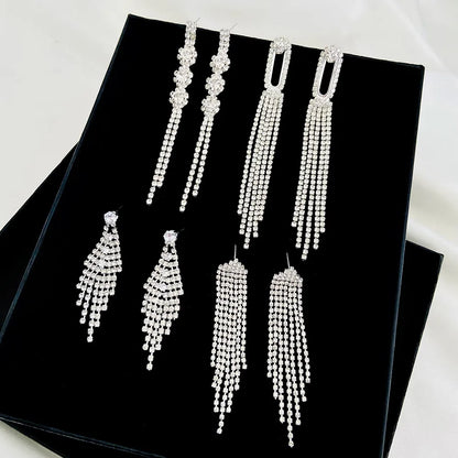 Fashion Tassel Alloy Rhinestone Women'S Dangling Earrings 1 Pair